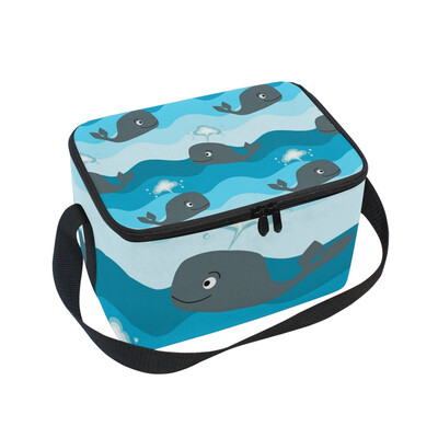 

ALAZA Insulated Lunch Box Happy Whale Lunch Bag for Men Women Portable Tote Bag Cooler Bag