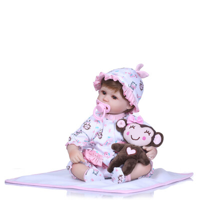 

Reborn Baby Doll 16 inch Cloth Body Lifelike Toddler Doll Play House Toy Gift With Green Cloths