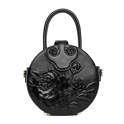 

SUWERER 2019 New Women Genuine Leather bags top luxury handbags women bags designer Embossing leather Round bag tote women bags
