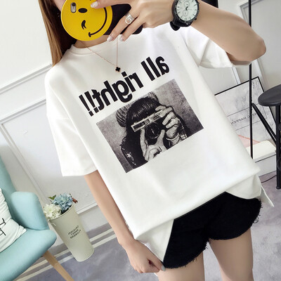 

Langyue Womens 2019 Summer New Student Loose Short Sleeve T-Shirt Female Korean Casual Simple Top LWTD191428 White One Size