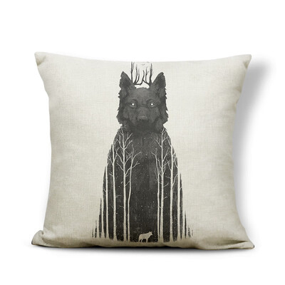 

Animal Wolf Cushion Cover Word Flowers Pillowcase Fox Chic Car Nap Mat Geometry Stripe Throw Pillows Koala Red 4545 Linen Photo