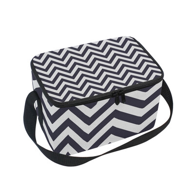 

ALAZA Insulated Lunch Box 3D Black Wave Lunch Bag for Men Women Portable Tote Bag Cooler Bag
