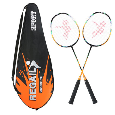 

2 Player Badminton Bat Replacement Set Ultra Light Carbon Fiber Badminton Racquet with Bag