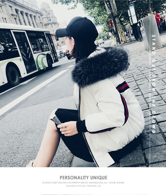 

The 2018 winter clothing new flying clothing xu haiqiao the same big wool collar down feather female punk cotton clothing