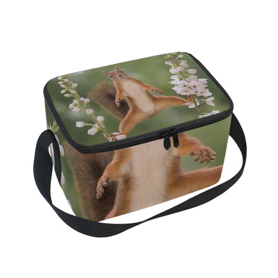

ALAZA Lunch Box Insulated Lunch Bag Large Cooler Red Squirrel In A Split Tote Bag
