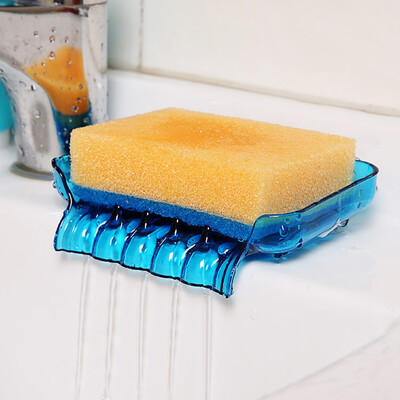 

Plastic Soap Box with Sucker Drainable Sponge Holder Kitchen Bathroom Storage Boxes
