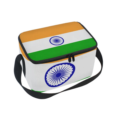 

ALAZA Insulated Lunch Box Flag Of India Lunch Bag for Men Women Portable Tote Bag Cooler Bag