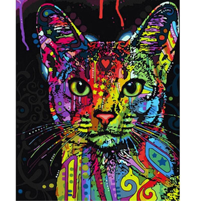 

DIY Diamond Painting Cross Stitch Painted Cat Head Full Round Diamond Embroidery Rhinestone Home Decor Handwork Gift Canvas Size