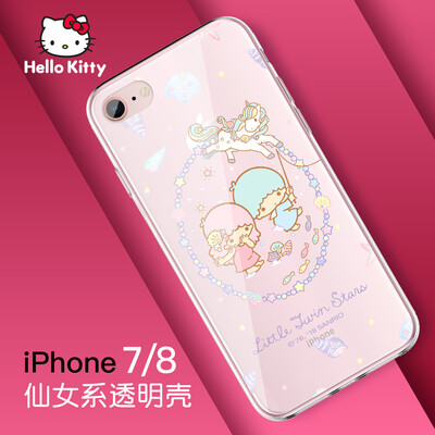 

Hello Kitty iPhone8 plus7Plus Mobile Shell Apple 8plus Cartoon Cover All Inclusive Transparent Silicone Anti-fall Soft Shell Happy Katie