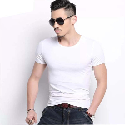

Aa-shop 95 cotton 5 Lycra Men T-shirt Summer Business Bottoming shirt