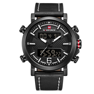 

NAVIFORCE Men Fashion Sports Leather Waterproof LED Analog Quartz Wrist Watch