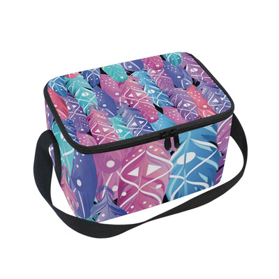 

ALAZA Pattern With Feathers Lunch Box Insulated Lunch Bag Large Cooler Tote Bagfor Men Women