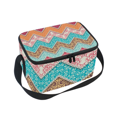 

ALAZA Insulated Lunch Box Mandala Style Lunch Bag for Men Women Portable Tote Bag Cooler Bag
