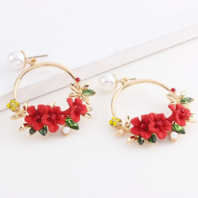 

NeillieN earringsflower ear nailColoured resin with diamond earringsAlloy-inlaid pearl female EarringsFlower Earrings