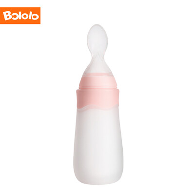 

Pollock bololo rice paste bottle baby silicone squeeze spoon feeding complementary food spoon rice powder food supplement feeding device baby tableware BL-6820 pink