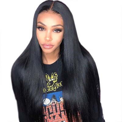 

9A Long Straight Human Hair Wig for Women Natural Black Glueless Straight Lace Wigs Preplucket Full Lace Middle Part