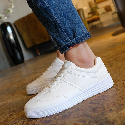 

Mens casual white shoes flat low-up shoes