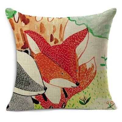 

Christmas Nordic Pillowcase lovely animal fox Decorative Cotton Linen Throw Pillow cover Cojines almofada
