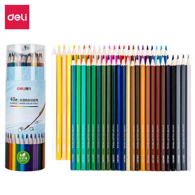 

Deli 48 color barrel water soluble color pencil water soluble color lead set with pencil sharpener 68132