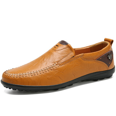 

Men Casual Shoes Fashion Slip On Shoes Men Breathable Leather Shoes Light Loafers Brown Black Size 38-46