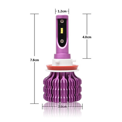 

H11 X9 2Pcs Car LED Light Bulb 6000K 16W 1800LM 12V 24V Head Light Fog Light Light Red Purple