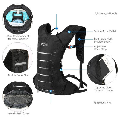 

Nylon Bag 3 Liters Cycling Hydration Backpack Lightweight Water-resistant Daypack Bag for Outdoor Riding Hiking Running Camping Bi