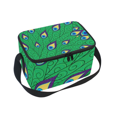 

ALAZA Peacock Feather Pattern Lunch Box Insulated Lunch Bag Large Cooler Tote Bagfor Men Women