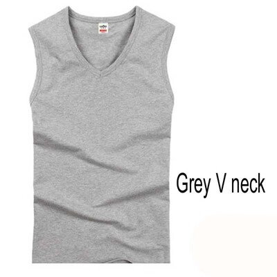 

Aa-shop Men Round V neck Solid Color Black White Grey Vest