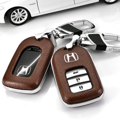

Top Layer Leather Car Key Case For Honda CRVCIVICAccord 9CITYCrosstourVEZEL Car Key Cover Shell Car Keychain Car Styling
