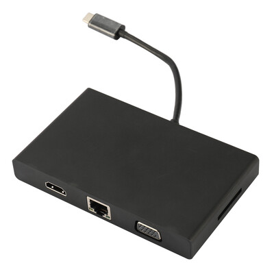 

For Type-C VGA HD Multichip Interconnect LAN USB SD Audio Charger Port Hub 8 In 1 Adapter