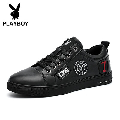 

Playboy PLAYBOY Korean version of the flat sports shoes mens low to help lightweight non-slip DS85175 black 40