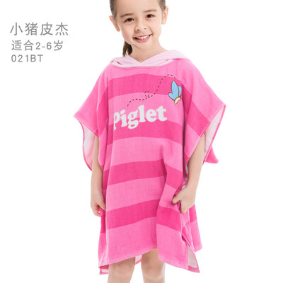 

Disney childrens bath towel cloak hooded cotton gauze absorbent cartoon baby boy girl bathrobe towel large 021BT piglet Jie is suitable for 2-6 years old