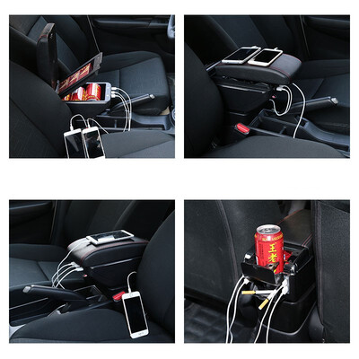 

Vtear For Hyundai i10 2015-2018 armrest box USB Charging heighten Double layer central Store content cup holder ashtray accessorie