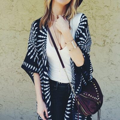 

Women Summer Vintage Cardigan Geometry Print Kimono Beach Cover Up Bikini Outwear Dark Blue