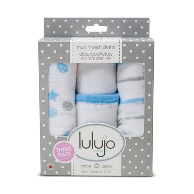 

Lulujo Baby Canada baby gauze saliva towel towel baby wash towel blue gift box three loaded lj231