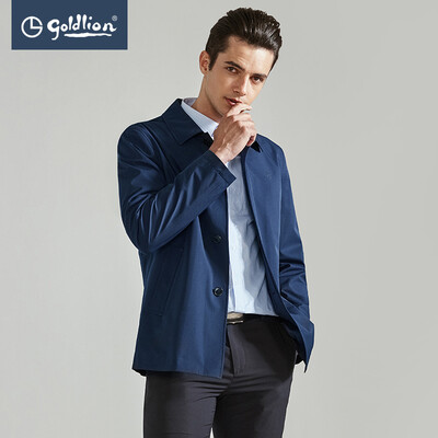 

Jin Lilai spring new mens windproof lightweight comfortable simple business windbreaker jacket hidden blue M