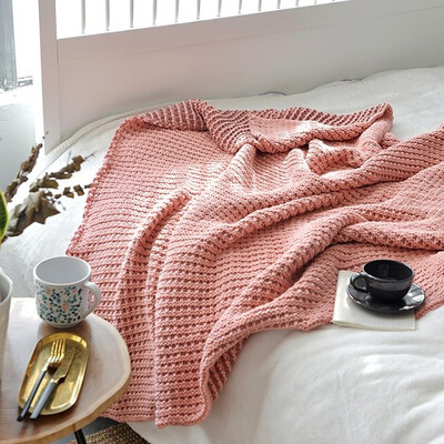 

Spring Knitting Blanket 100 Cotton Blanket Office Soft Throw Air Conditioning Throw Blanket 130x160cm