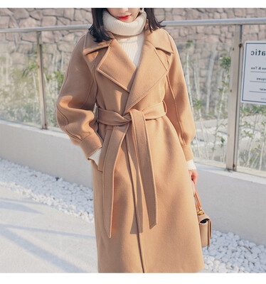 

2018 winter edition of the Korean version of the long&thin lantern sleeve woollen overcoat womens long&thick woollen coat