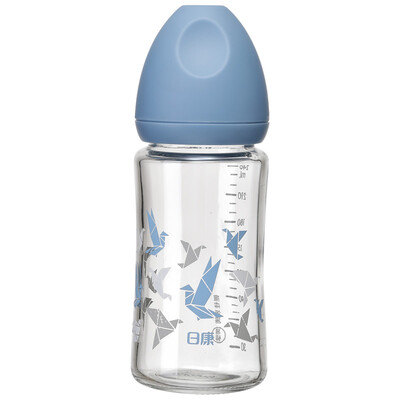 

Rikang wide mouth glass bottle baby newborn baby bottle 140ml blue RK-3051