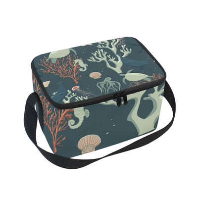 

ALAZA Lunch Box Insulated Lunch Bag Large Cooler Abstract Sea Life Tote Bag