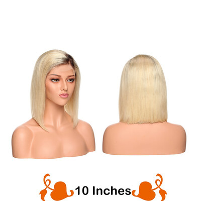

Blonde Bob Wig Human Hair Brazilian Virgin Hair Glueless Short Bob Wig Straight Middle Part Machine Made Human Hair Wigs for women