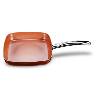 

Non-stick Copper Square Frying Pan Skillet with Ceramic Coating Oven Dishwasher Safe