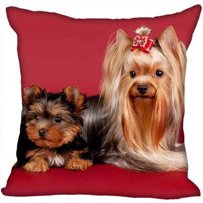 

Yorkshire Terrier Pillow Cover Bedroom Home Office Decorative Pillowcase Square Zipper Pillow Cases Satin Fabric No Fade
