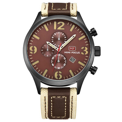 

BOFUTE Mens Watch Outdoor Sports Watch Three Eyes Six Needles Calendar Noctilucent Waterproof Watch 0003G