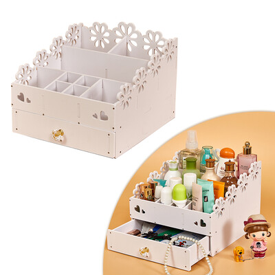 

Multifunctional Makeup Organizer Wood Cosmetic Holder Tray Jewlry Box with Drawer Colorful