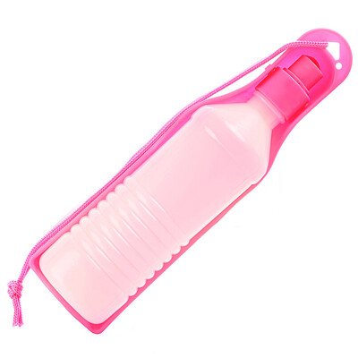 

Potable Pet Dog Cat Water Feeding Drink Bottle Dispenser 500ml Pink
