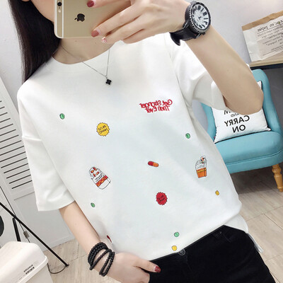 

JOY OF JOY Jingdong Womens 2019 New Summer Womens Korean Short Sleeve T-Shirt ulzzang Top Womens Tide JWTD191865 White
