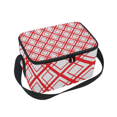 

ALAZA Insulated Lunch Box Geometric Diamond Lunch Bag for Men Women Portable Tote Bag Cooler Bag
