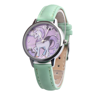 

Fashion Lovely Cartoon Unicorn Watch Stainless Steel Girl Cute Leather Band Quartz Wrist Watches