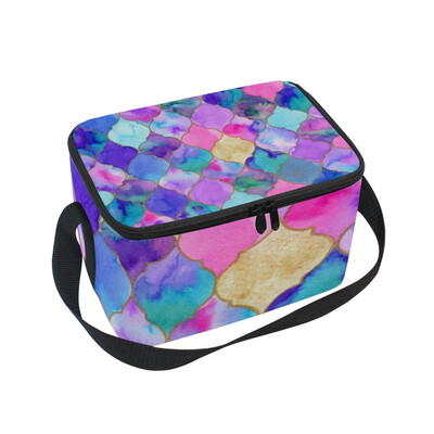 

ALAZA Real Watercolor Illustration Lunch Box Insulated Lunch Bag Large Cooler Tote Bagfor Men Women